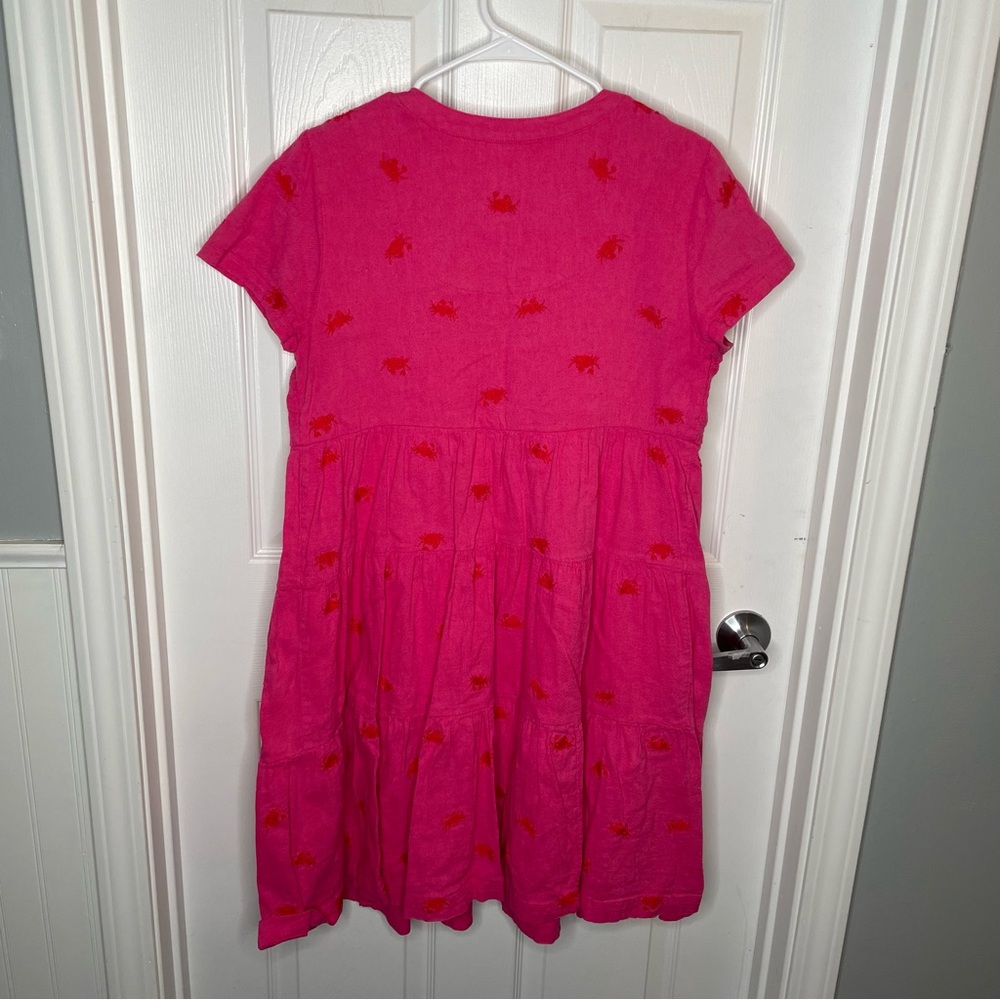 Maeve Crab Embroidered Novelty Print Tiered Mini Dress Fun Quirky Nautical M - Picture 6 of 10